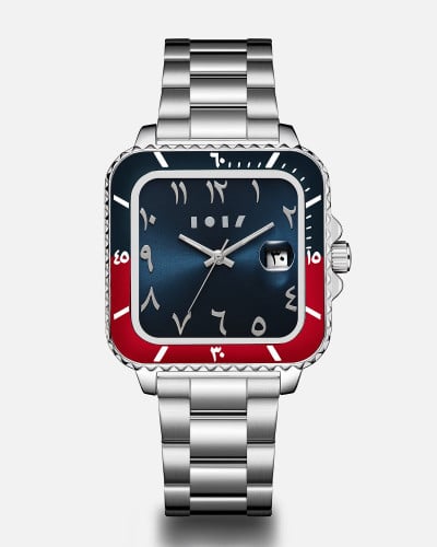 ساعة أصيل الرجاليه بلون فضي