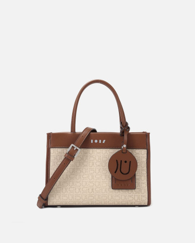 شنطه بتصميم عصري بلون بيج وبني