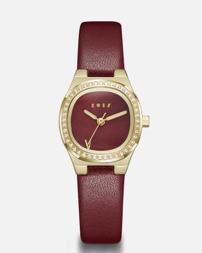 ساعة شيخه من الجلد بلون عودي