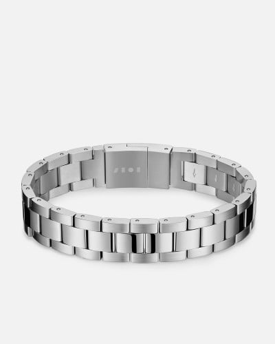 إسورة من المعدن بلون فضي بتصميم عصري