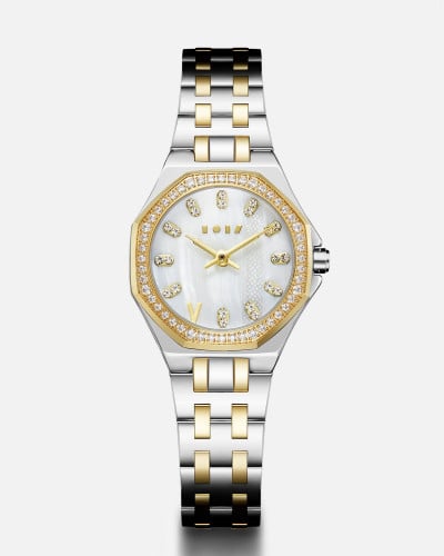 ساعة غَالية النسائية بلون فضي وذهبي