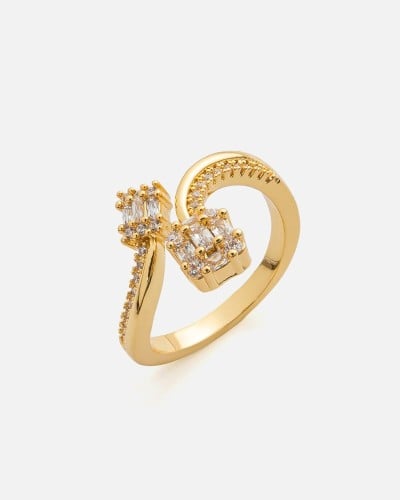 خاتم نسائي بتصميم كلاسيك بلون ذهبي