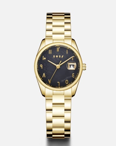 ساعة اصاله النسائية باللون الذهبي