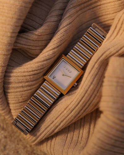 ساعة الجوهرة ستيل بلون ذهبي وفضي