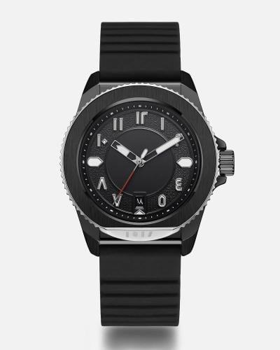 ساعة رجالية بسير ربل باللون الأسود