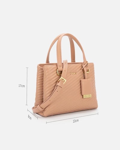 شنطة نسائية جلد باللون الوردي