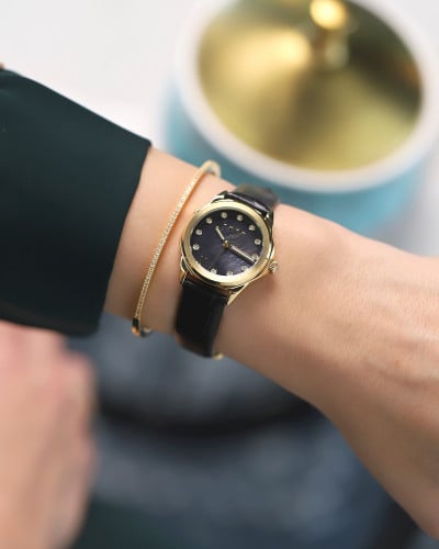 ساعة تاله بسير جلد بلون أسود