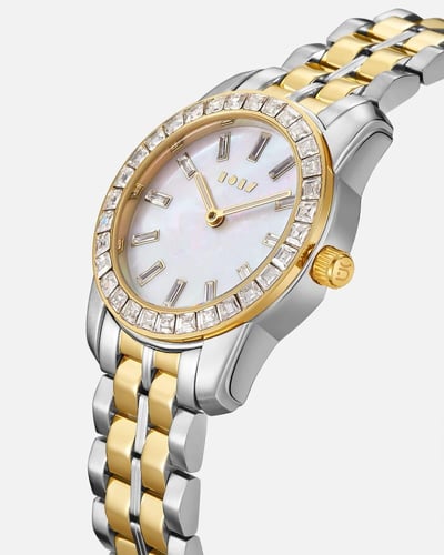 ساعة توق النسائية بسير ستيل بلون ذهبي وفضي