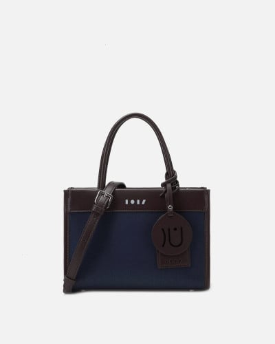 شنطه بتصميم عصري بلون أزرق وبني