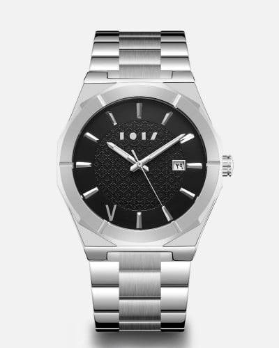 ساعة فهد الرجالية باللون الفضي