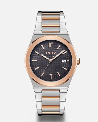 ساعة سلمان الرجاليه بلون فضي وروز قولد