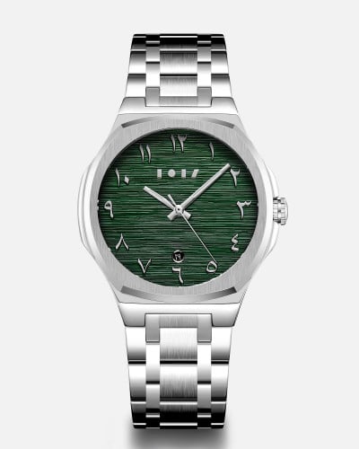 ساعة حَامد الرجالية باللون الفضي