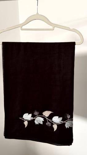 Dark olive linen with roses