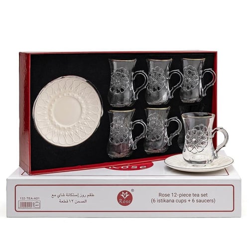 طقم فناجين بيالات شاي روز موديل 132