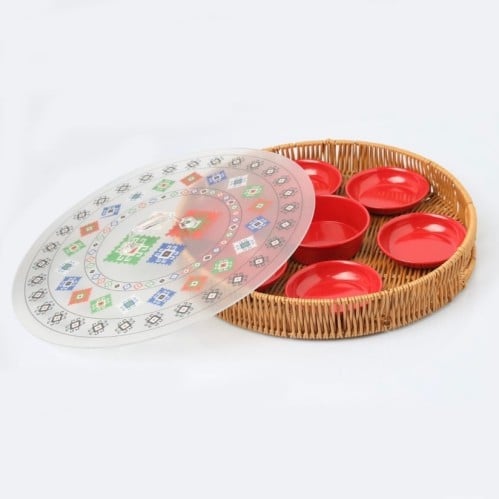 صينية فطور خوص لون أحمر