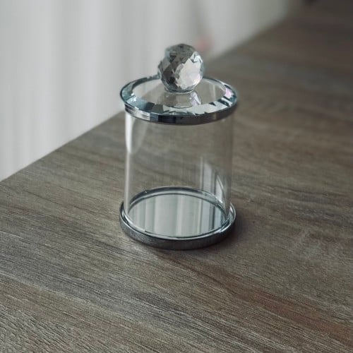 صحن تقديم زجاجي بغطاء