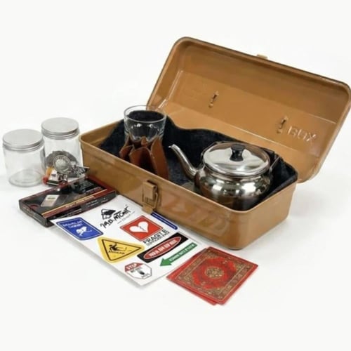 صندوق عزبة الشاي لون بني