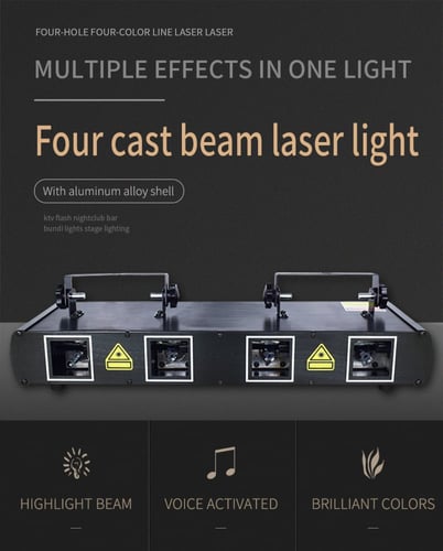 اضائة ليزر حفلات 4 عدسات مستطيل 6 الوان