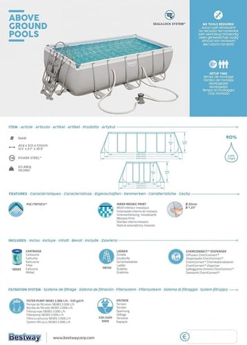 مسابح مائية بست واي + فلتر و سلم عرض 2 متر