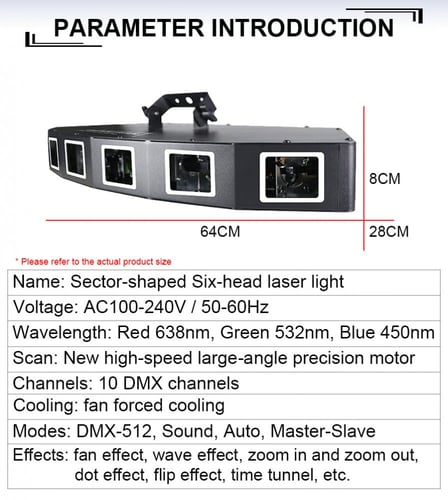 اضائة حفلات 6 عدسات منحني 7 الوان