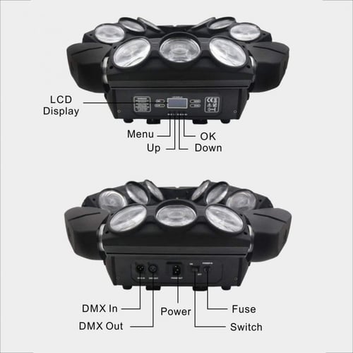 اضائة حفلات سبايدر 9 عدسات كبير 7 الوان
