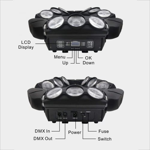 اضائة حفلات سبايدر 9 عدسات كبير 7 الوان
