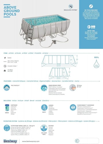 مسابح مائية بست واي+ فلتر رملي و سلم عرض 2.01 متر