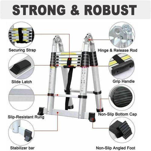 سلم المنيوم تلسكوب قابل للطي 3.2 متر