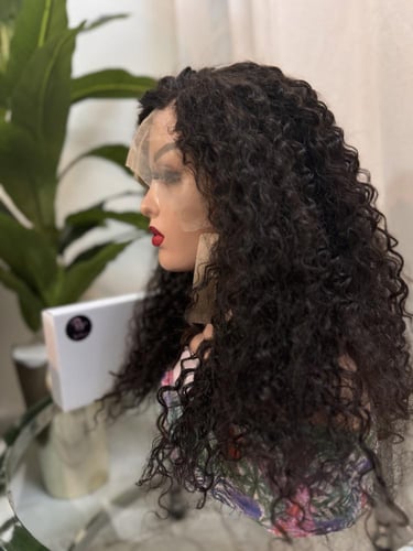 باروكة شعر طبيعي جذور أمامية مجعد