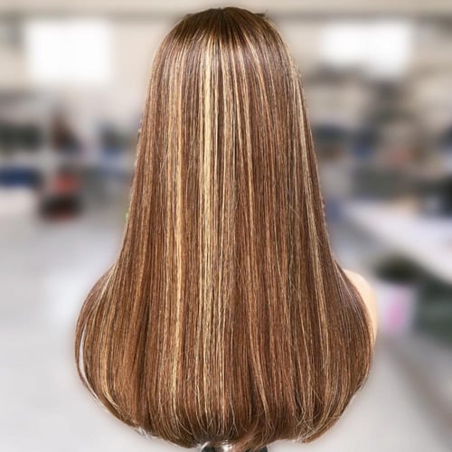 باروكة شعر طبيعي 100% طول 18 انش كثافه عالية (سولي...