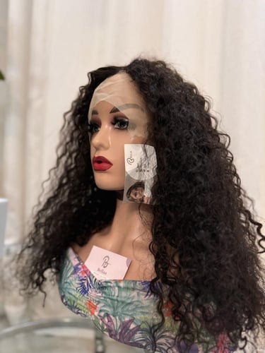 باروكة شعر طبيعي جذور أمامية مجعد