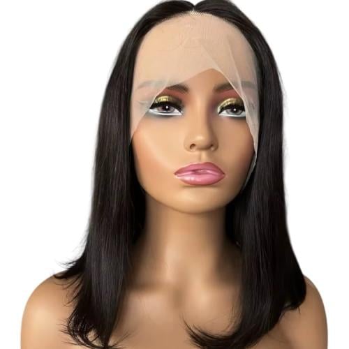 باروكة شعر طبيعي 100٪ اسود طبيعي دانتيل امامي 4*4