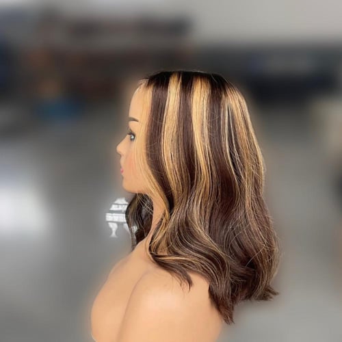 باروكه شعر طبيعي جذور HD طول 14 انش بني مخصل