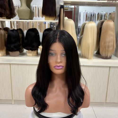 باروكة دانتيل امامي نص اسود بكثافة متوسطه