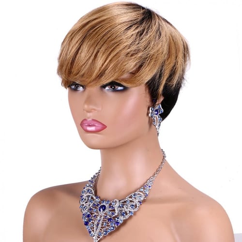 باروكة شعر قصير بوي طبيعي 100% (مايا)