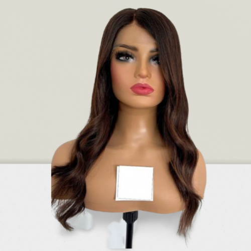 باروكة شعر طبيعي 100% كثافة 180% بني غامق
