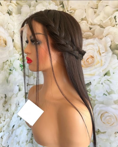 باروكة شعر طبيعي طول 16 انش اسود (رنيم)