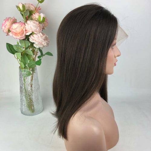 باروكة شعر طبيعي جذور اماميه دانتيل شفاف اسود