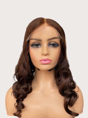 باروكه شعر طبيعي دانتيل امامي باللون البني