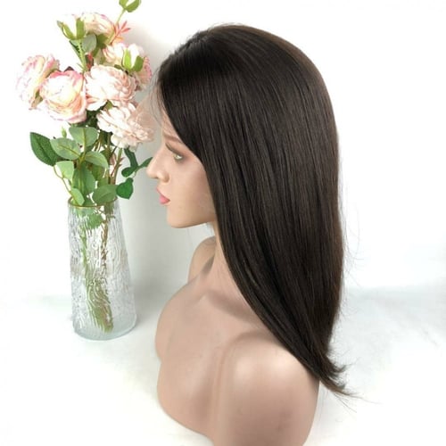 باروكة شعر طبيعي جذور اماميه دانتيل شفاف اسود