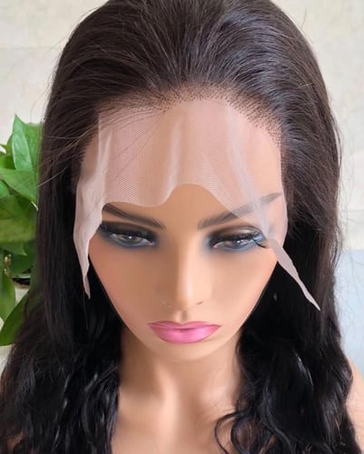 باروكة شعر طبيعي جذور اماميه نص اسود مموج