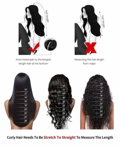 باروكة شعر طبيعي برازيلي U اسود 100%