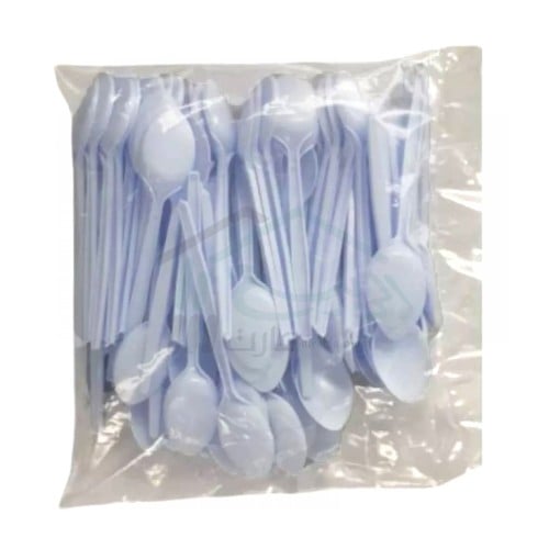 الجوهرة ملاعق بلاستيك ابيض وشفاف 100 حبه