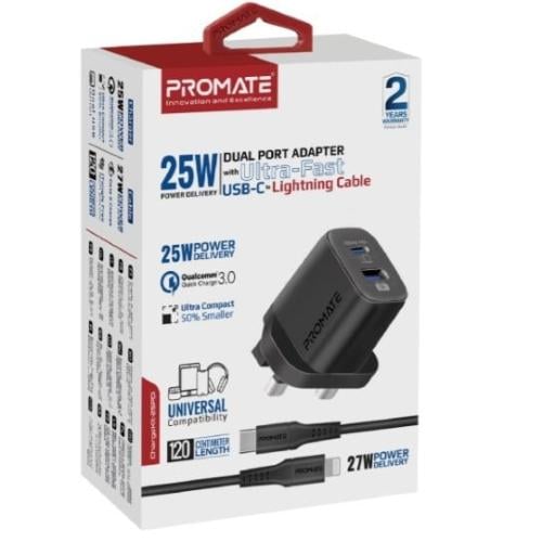 شاحن جداري + سلك ايفون ( PROMATE- 25PDi )