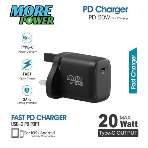 شاحن جداري 20 واط بمنفذ Type-C بتقنية PD 3.0