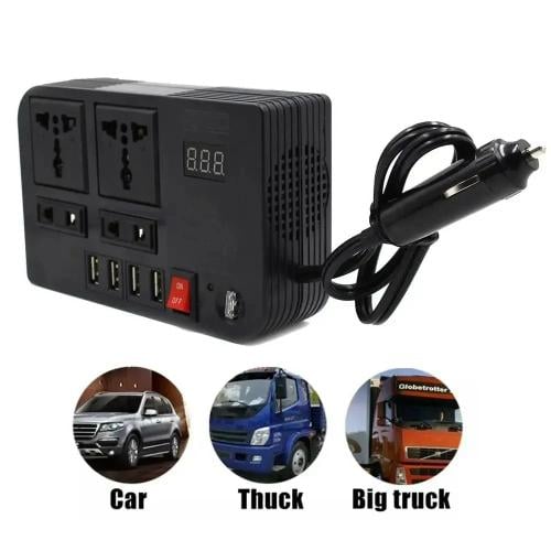 محول طاقة للسيارة من 12V إلى 220V مع منافذ USB