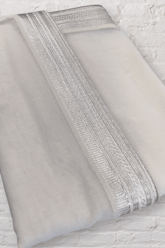 مشلح جنتل أبيض ملكي زري فضي