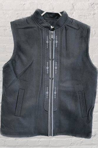 صدرية رجالي كشميري تطريز بشت لون أسود