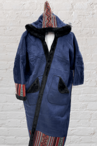 فروة نسائي مخمل كحلي شريط سدو