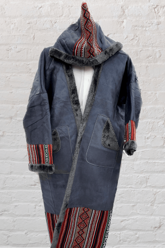 فروة نسائي مخمل رمادي شريط سدو